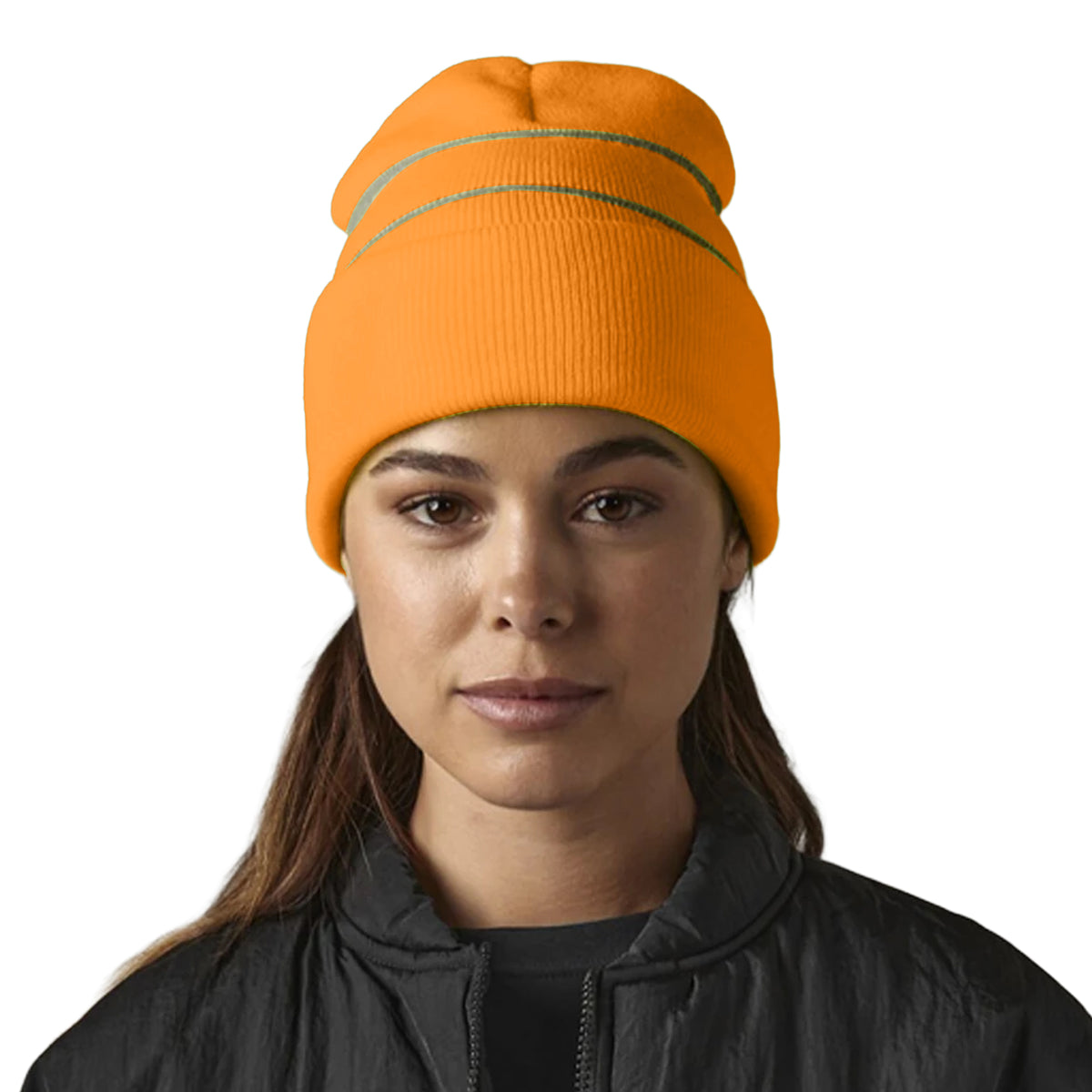 Fluorescent Orange - Back - Beechfield Unisex Adult Knitted High-Vis Beanie