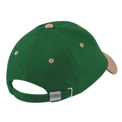 Forest Green-Taupe - Back - Beechfield Unisex Adult Heavy Brushed Cotton Low Profile Cap