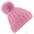 Dusky Pink - Front - Beechfield Unisex Adult Verbier Faux Fur Pom Pom Beanie