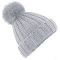 Light Grey - Front - Beechfield Unisex Adult Verbier Faux Fur Pom Pom Beanie