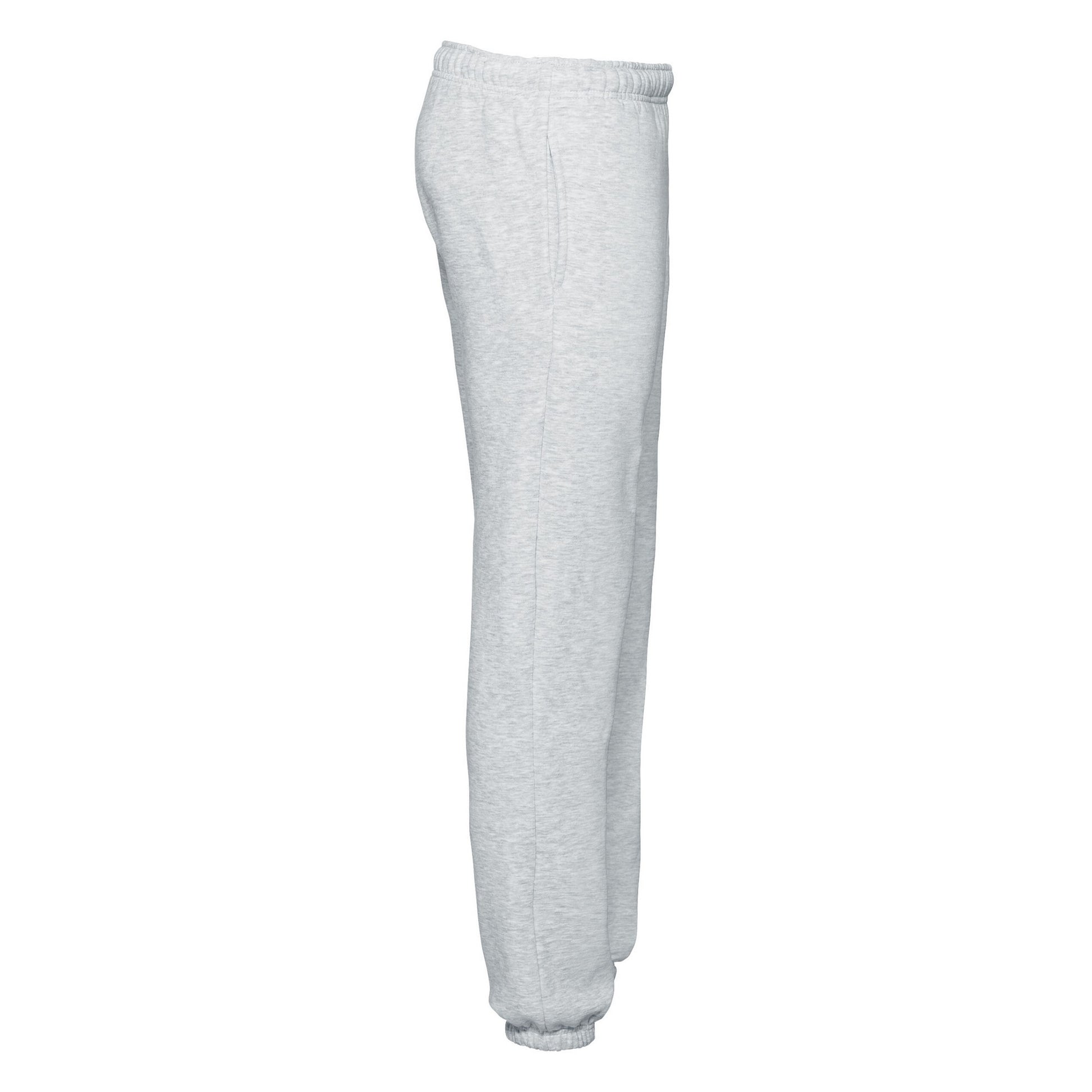 Heather Grey - Side - Fruit of the Loom Mens Premium Elasticated Cuff Jogging Bottoms