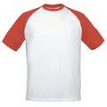 White-Red - Front - B&C Mens Short-Sleeved Baseball T-Shirt
