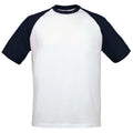 White-Navy - Front - B&C Mens Short-Sleeved Baseball T-Shirt