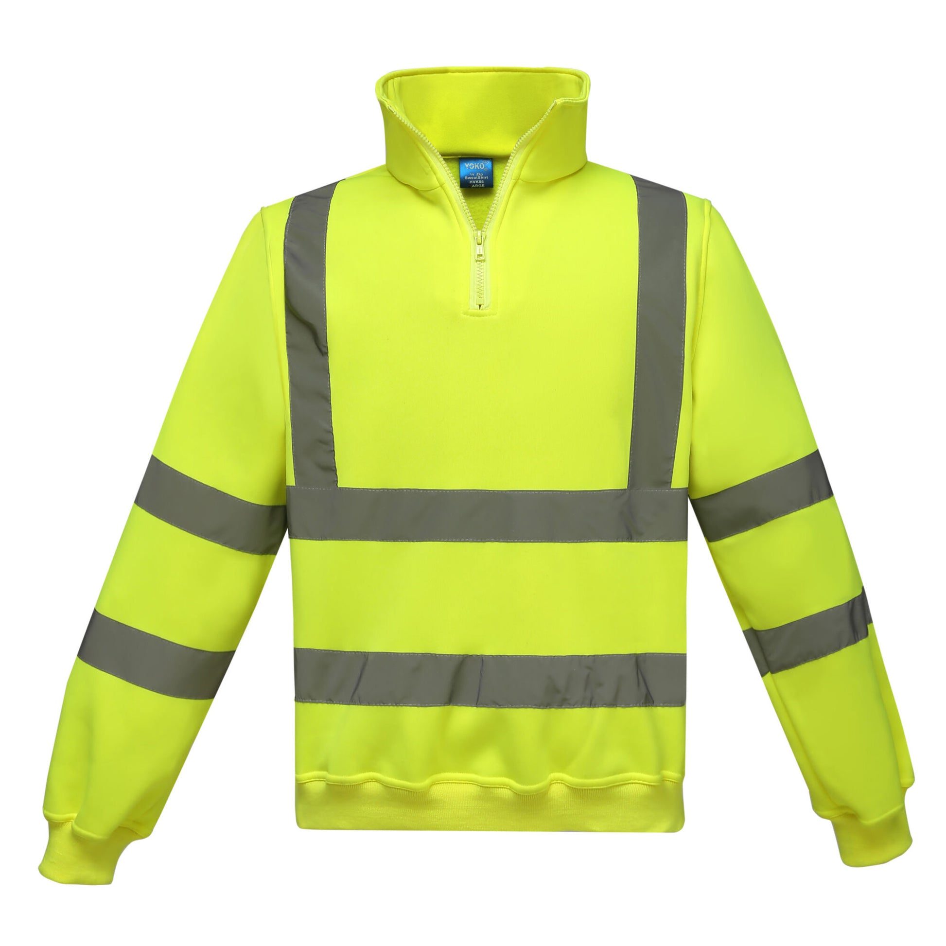 Yellow - Front - Yoko Unisex Adult Hi-Vis Quarter Zip Sweatshirt