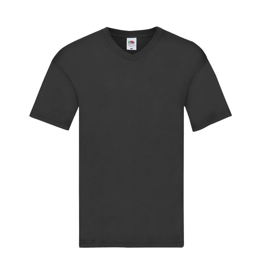 Black - Front - Fruit Of The Loom Mens Original Plain V Neck T-Shirt
