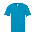 Azure Blue - Front - Fruit of the Loom Mens Original Plain V Neck T-Shirt
