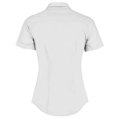 White - Back - Kustom Kit Womens-Ladies Poplin Tailored Short-Sleeved Shirt