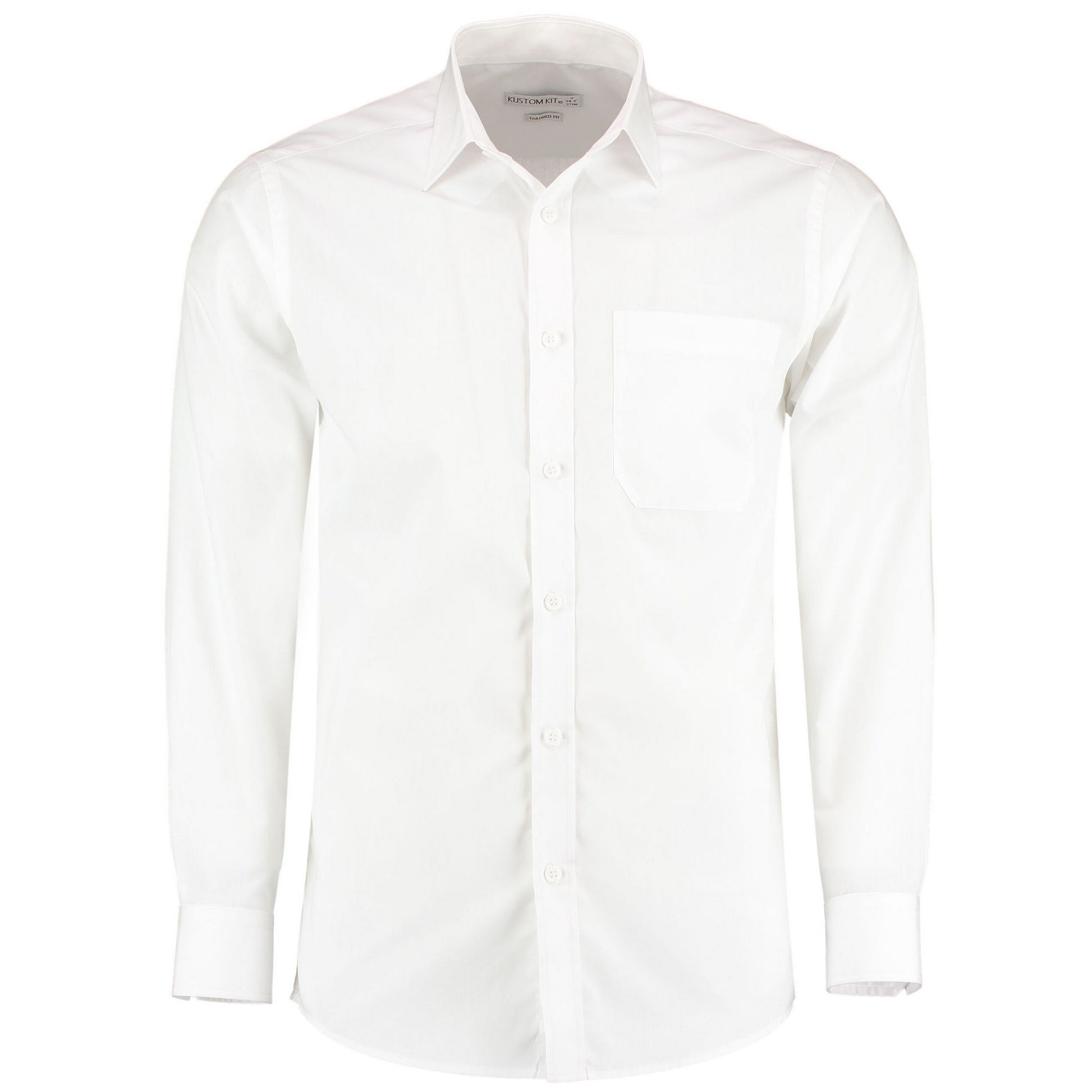White - Front - Kustom Kit Mens Poplin Tailored Long-Sleeved Formal Shirt