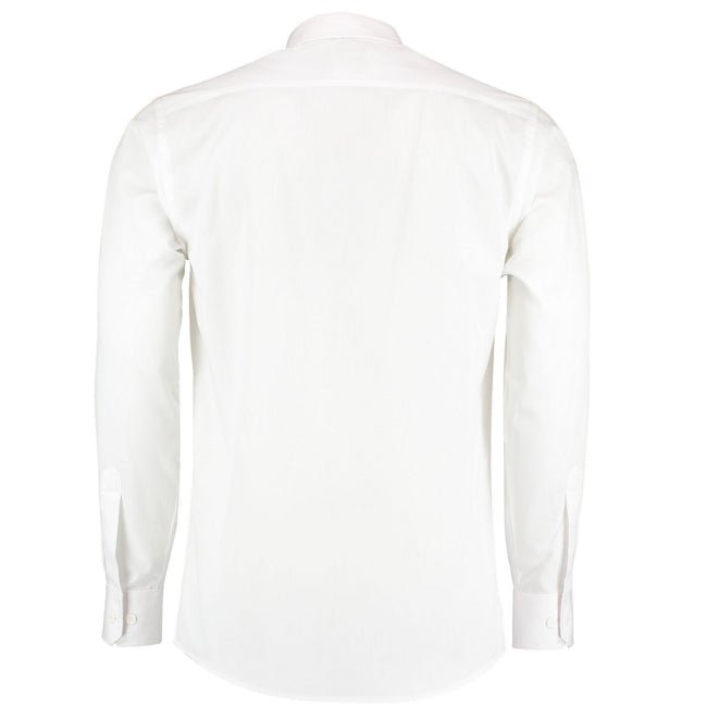 White - Back - Kustom Kit Mens Poplin Tailored Long-Sleeved Formal Shirt