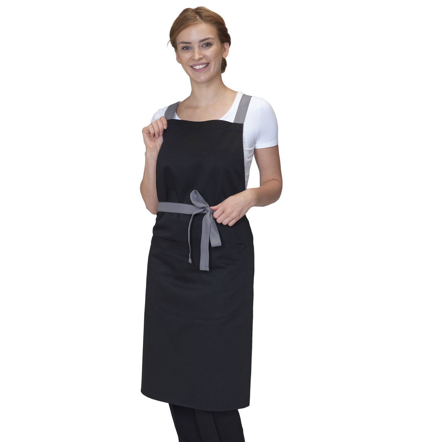 Black - Front - Dennys Cross Back Full Apron