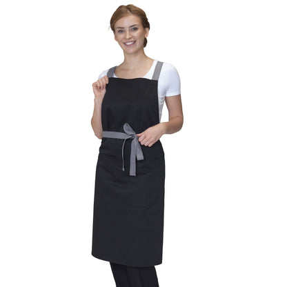 Black - Front - Dennys Cross Back Full Apron