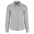 Light Grey - Front - Kustom Kit Womens-Ladies Poplin Tailored Long-Sleeved Shirt