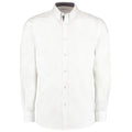 White - Front - Kustom Kit Womens-Ladies Poplin Tailored Long-Sleeved Shirt