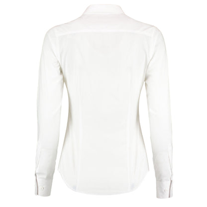 White - Back - Kustom Kit Womens-Ladies Poplin Tailored Long-Sleeved Shirt