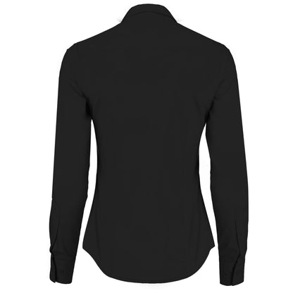 Black - Back - Kustom Kit Womens-Ladies Poplin Tailored Long-Sleeved Shirt