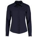 Dark Navy - Front - Kustom Kit Womens-Ladies Poplin Tailored Long-Sleeved Shirt