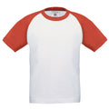 White-Red - Front - B&C Childrens-Kids Short-Sleeved Baseball T-Shirt
