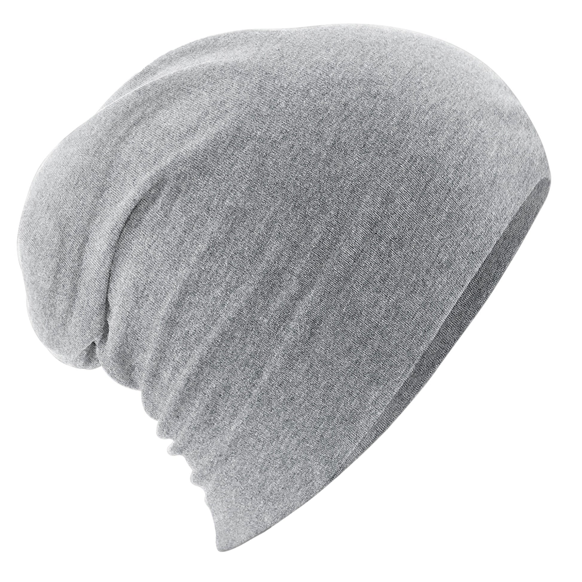 Heather Grey - Side - Beechfield Unisex Adult Hemsedal Cotton Slouch Beanie