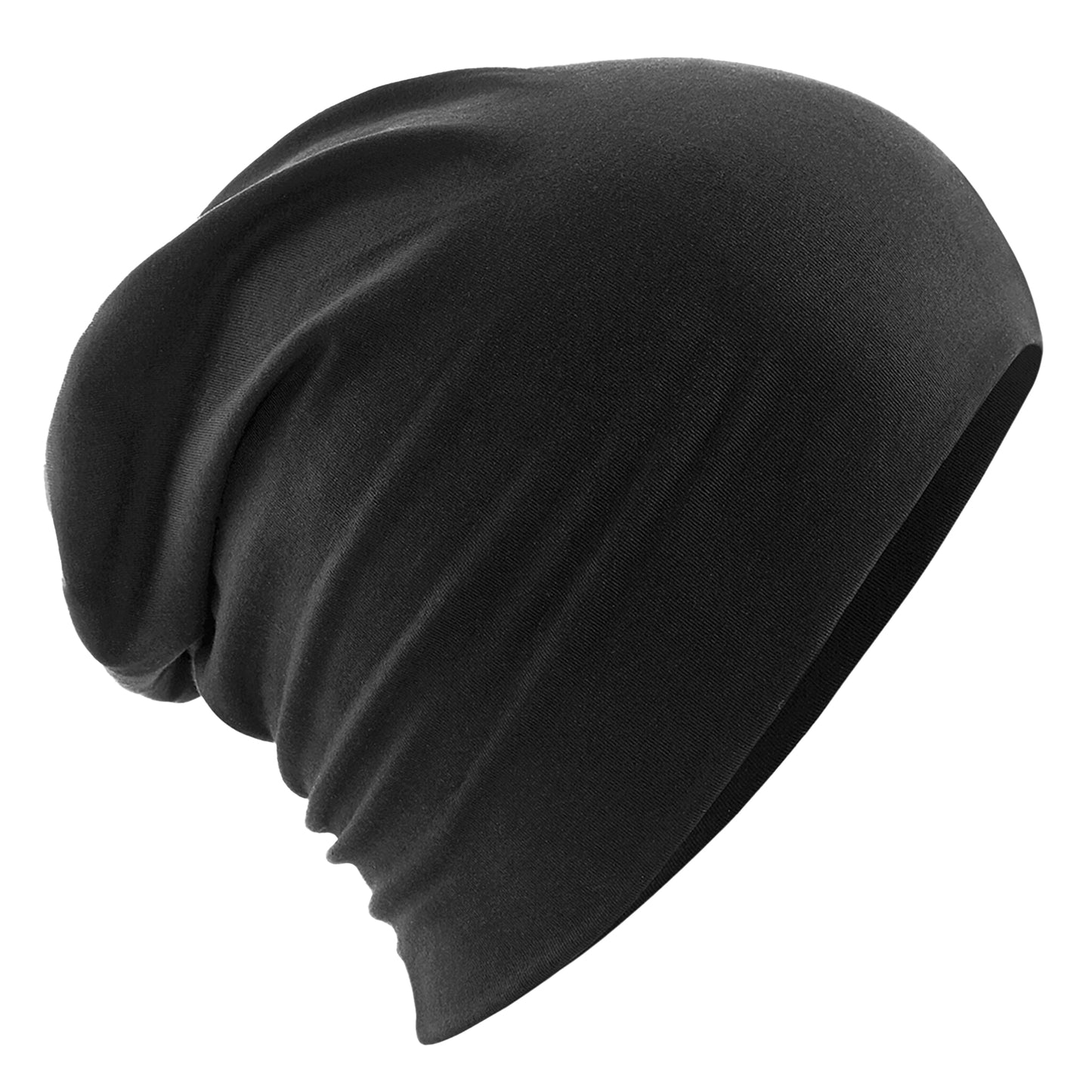 Black - Side - Beechfield Unisex Adult Hemsedal Cotton Slouch Beanie