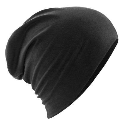 Black - Side - Beechfield Unisex Adult Hemsedal Cotton Slouch Beanie