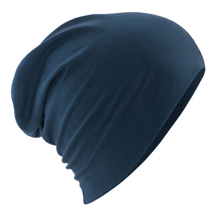 French Navy - Side - Beechfield Unisex Adult Hemsedal Cotton Slouch Beanie