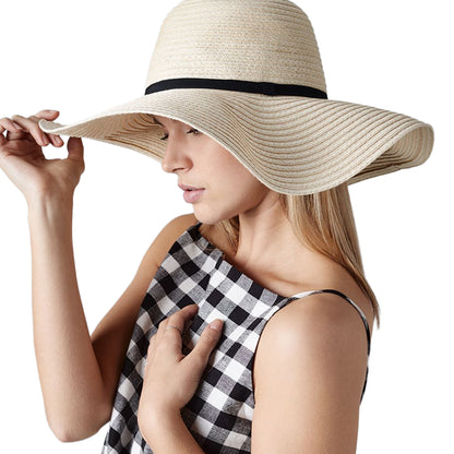 Natural - Back - Beechfield Womens-Ladies Marbella Wide Brim Sun Hat