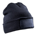 Navy Blue - Front - Result Winter Essentials Unisex Adult Double Knit Printer Patch Beanie