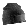 Black - Front - Result Winter Essentials Unisex Adult Double Knit Printer Patch Beanie