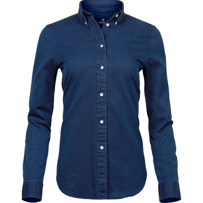 Indigo - Front - Tee Jays Womens-Ladies Twill Shirt