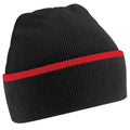 Black-Classic Red - Front - Beechfield Unisex Adult Teamwear Beanie