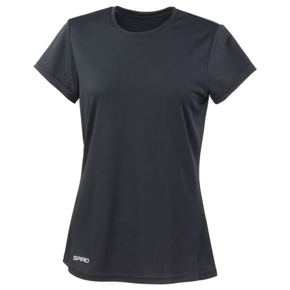 Black - Front - Spiro Womens-Ladies Quick Dry T-Shirt