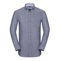 Oxford Navy-Oxford Blue - Front - Russell Collection Mens Oxford Tailored Long-Sleeved Shirt