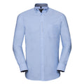 Oxford Blue-Oxford Navy - Front - Russell Collection Mens Oxford Tailored Long-Sleeved Shirt