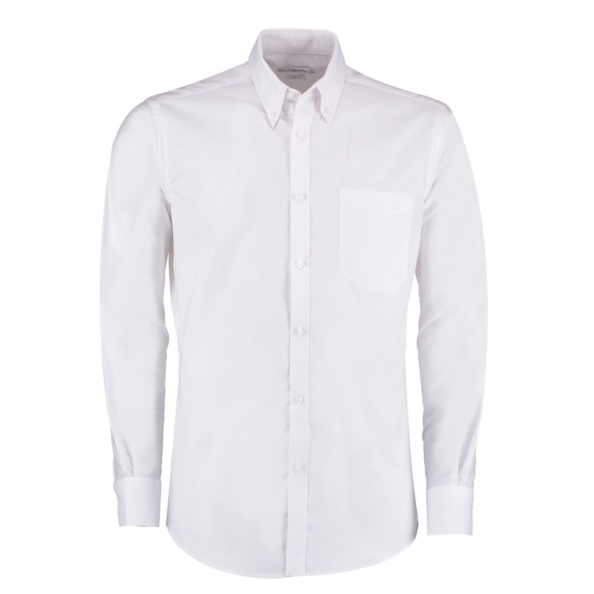 White - Front - Kustom Kit Mens Oxford Slim Long-Sleeved Shirt