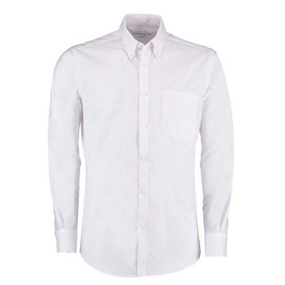 White - Front - Kustom Kit Mens Oxford Slim Long-Sleeved Shirt