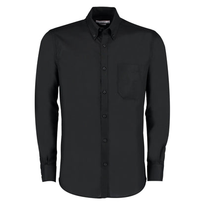 Black - Front - Kustom Kit Mens Oxford Slim Long-Sleeved Shirt