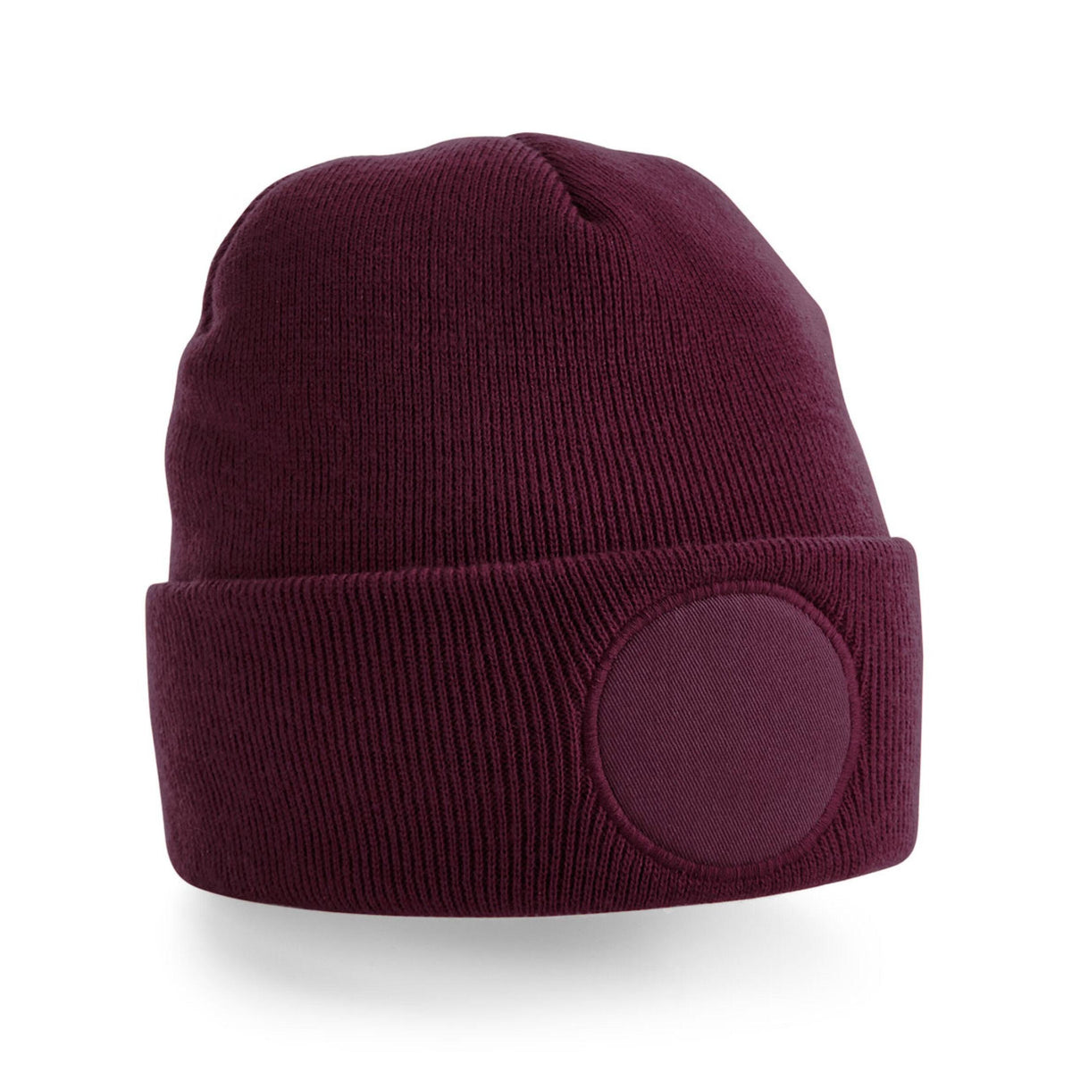Burgundy - Front - Beechfield Unisex Adult Patch Beanie