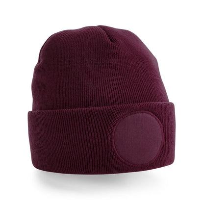 Burgundy - Front - Beechfield Unisex Adult Patch Beanie