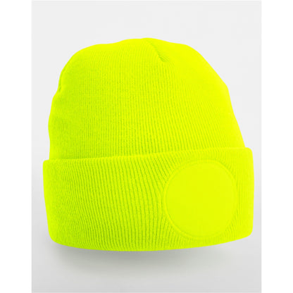 Fluorescent Yellow - Back - Beechfield Unisex Adult Patch Beanie