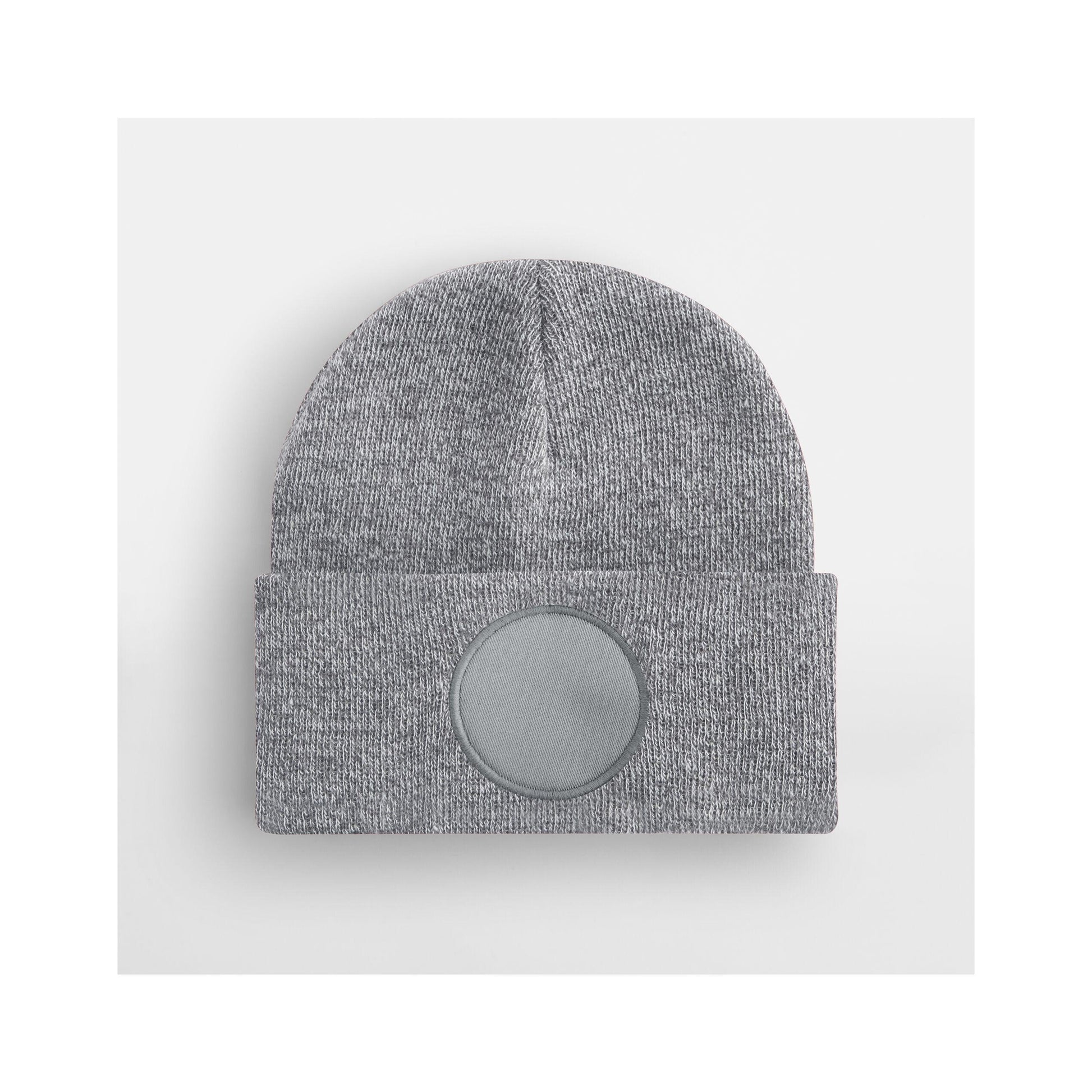 Heather Grey - Side - Beechfield Unisex Adult Patch Beanie