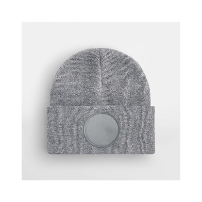 Heather Grey - Side - Beechfield Unisex Adult Patch Beanie