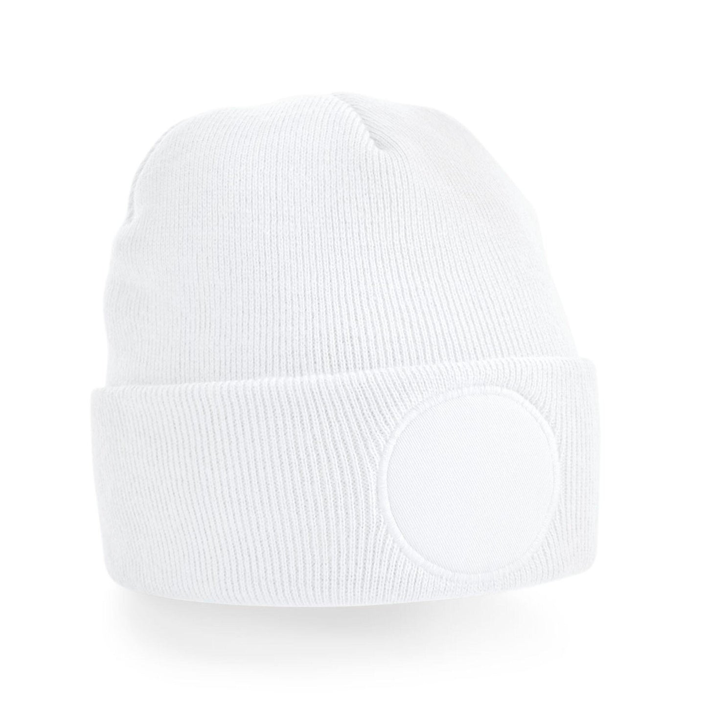 White - Back - Beechfield Unisex Adult Patch Beanie