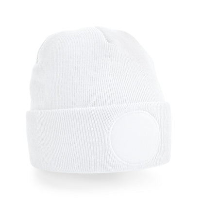 White - Back - Beechfield Unisex Adult Patch Beanie