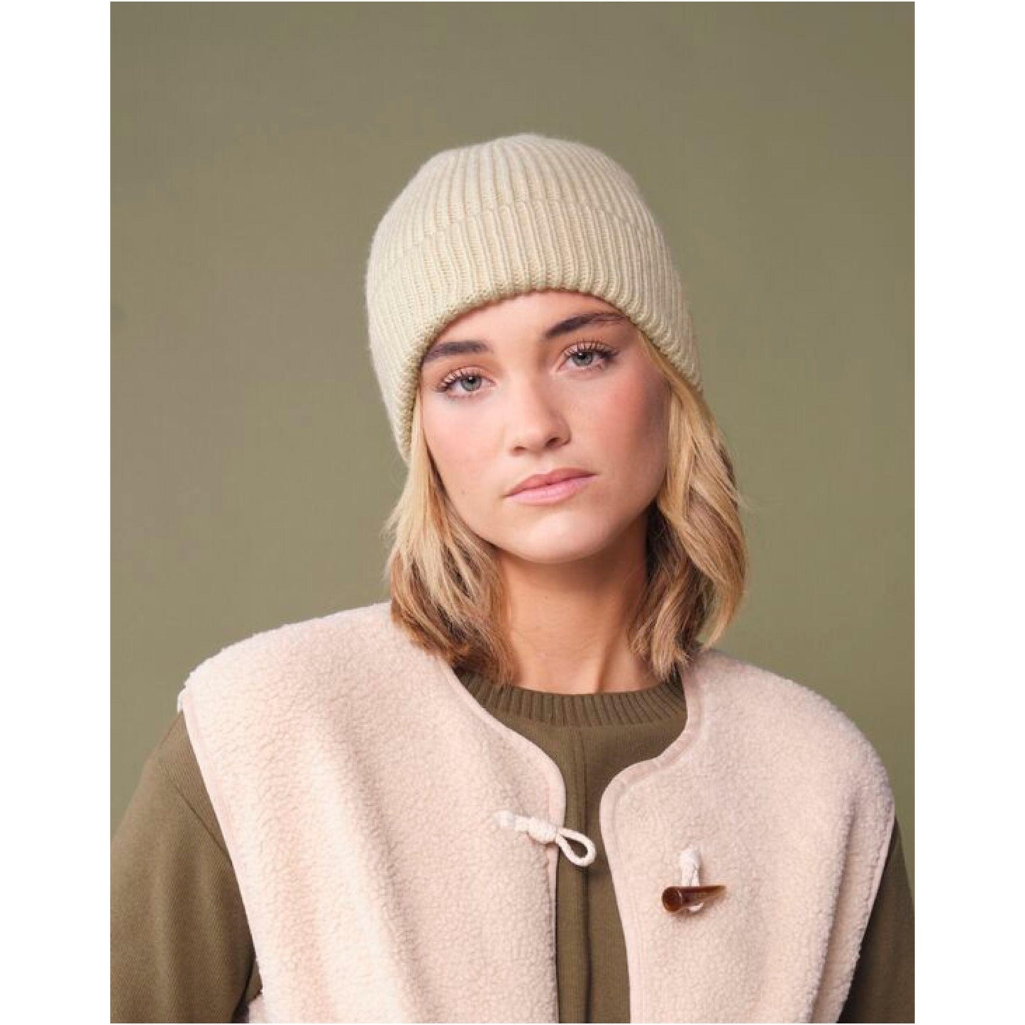 Oatmeal - Front - Beechfield Unisex Adult Rib Knit Beanie