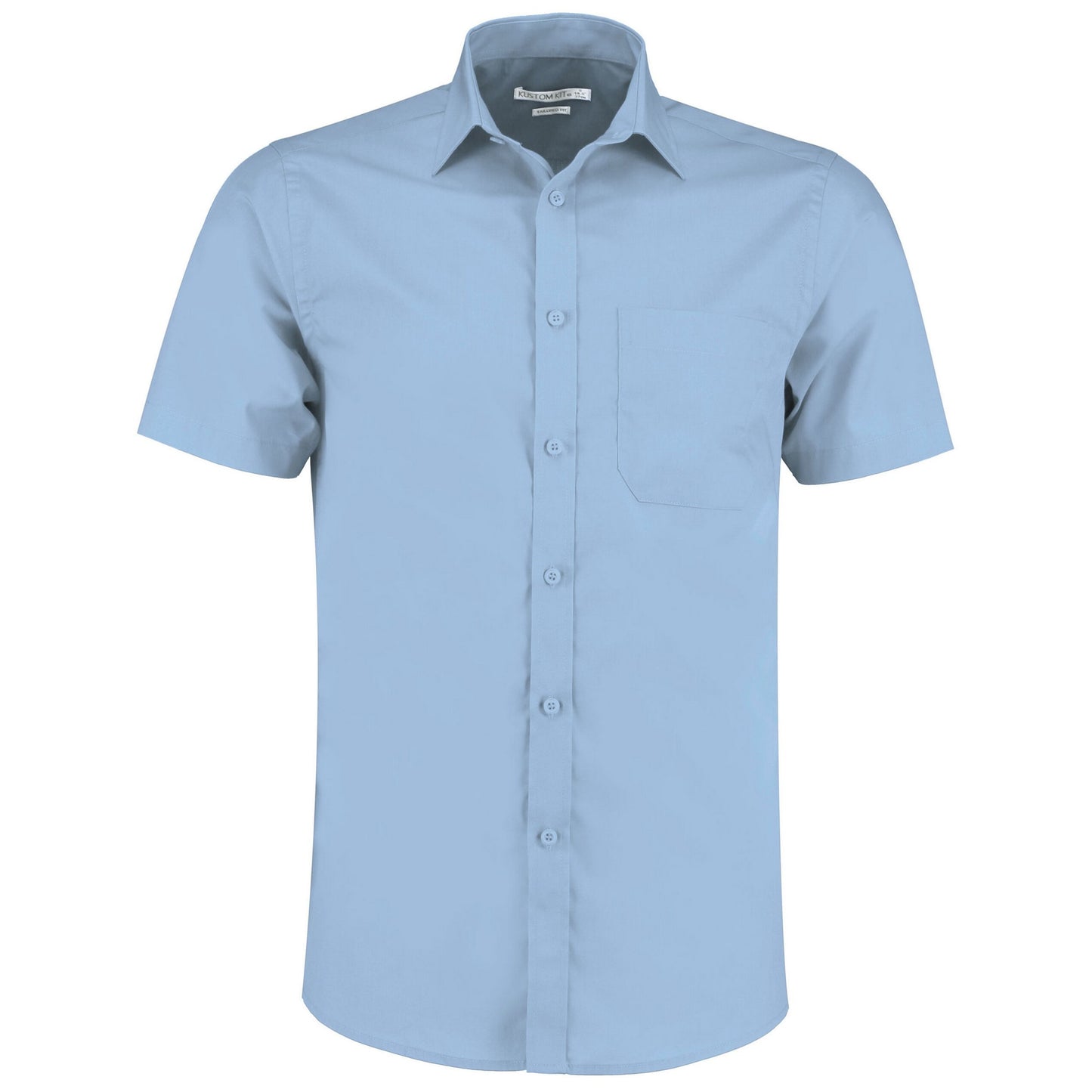 Light Blue - Front - Kustom Kit Mens Poplin Short-Sleeved Shirt