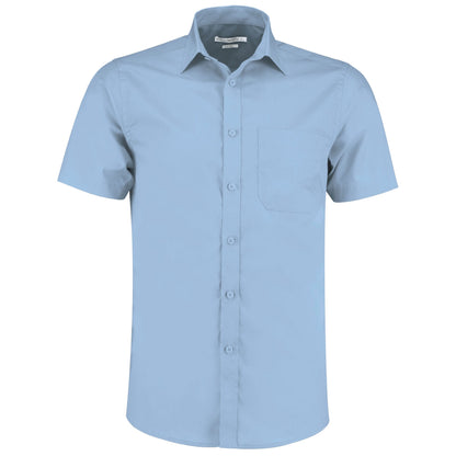 Light Blue - Front - Kustom Kit Mens Poplin Short-Sleeved Shirt
