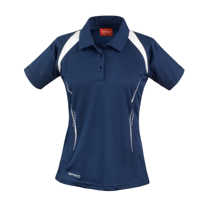 Navy-White - Front - Spiro Womens-Ladies Team Spirit Polo Shirt