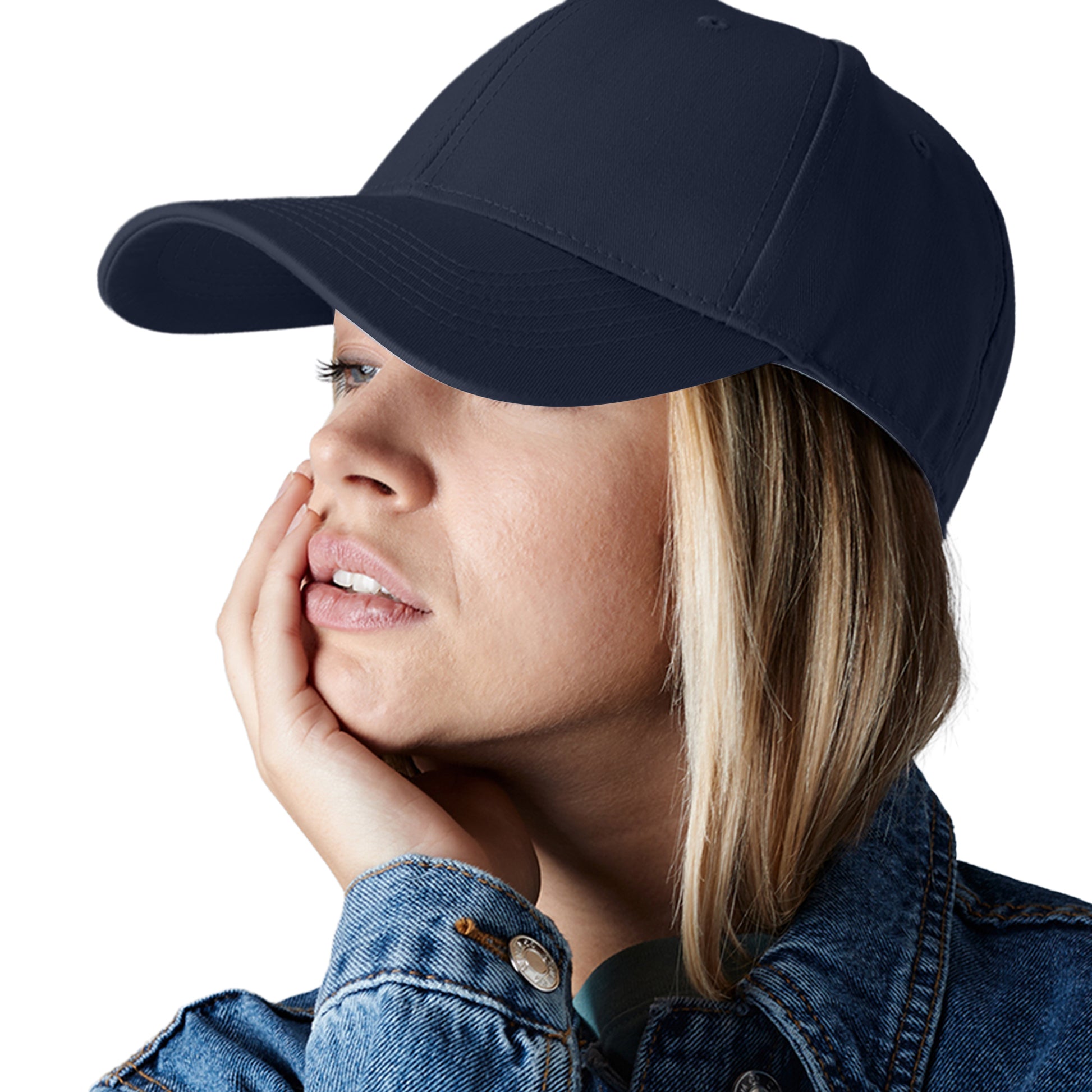 Navy Blue - Side - Beechfield Unisex Adult Urbanwear 6 Panel Baseball Cap