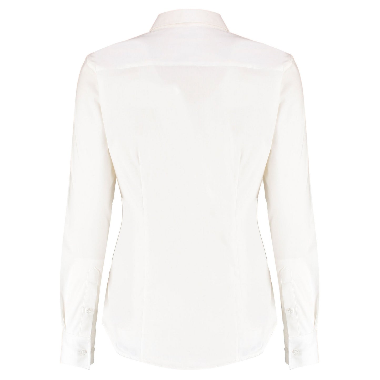White - Back - Kustom Kit Womens-Ladies Oxford Stretch Tailored Long-Sleeved Shirt