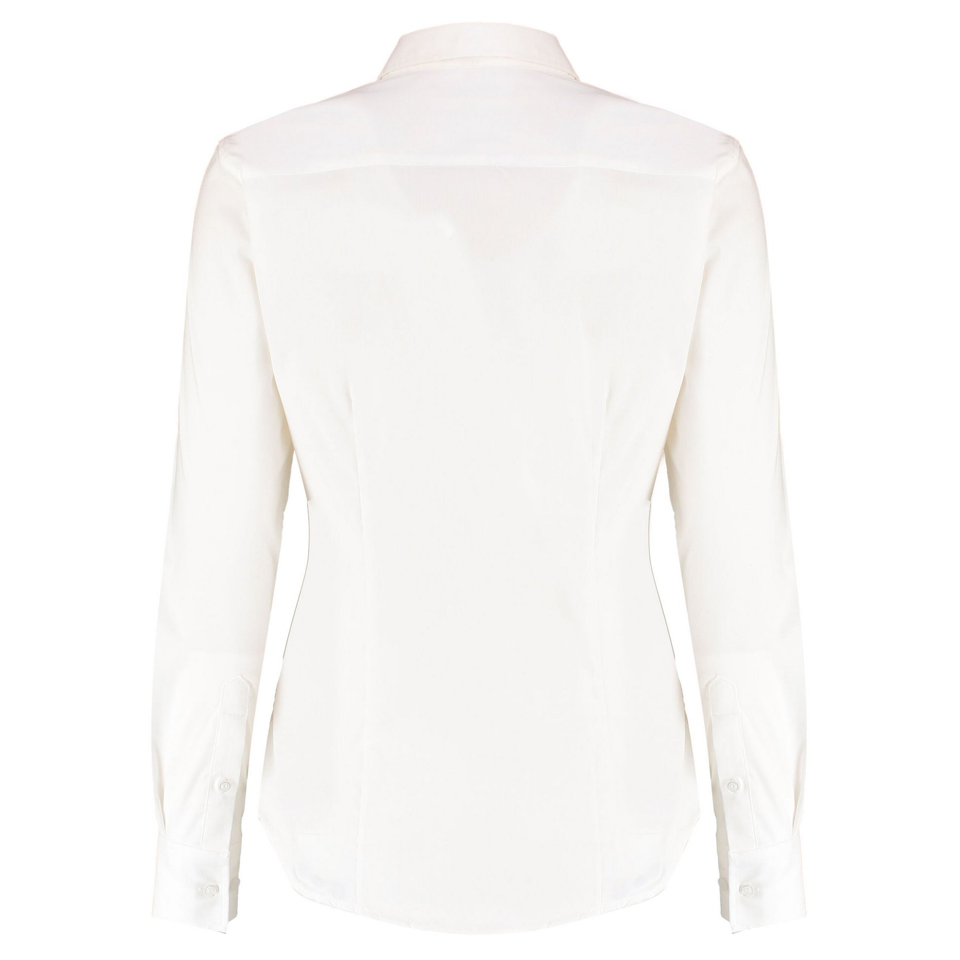 White - Back - Kustom Kit Womens-Ladies Oxford Stretch Tailored Long-Sleeved Shirt